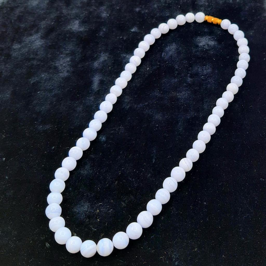 Бусы, агат голубой