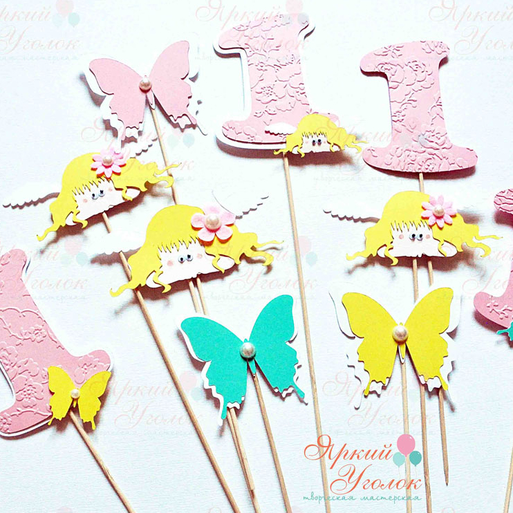Топперы ангелы, бабочки, единички