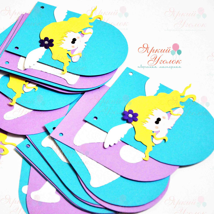 Гирлянда буквы на полукруглых флажках, многослойная