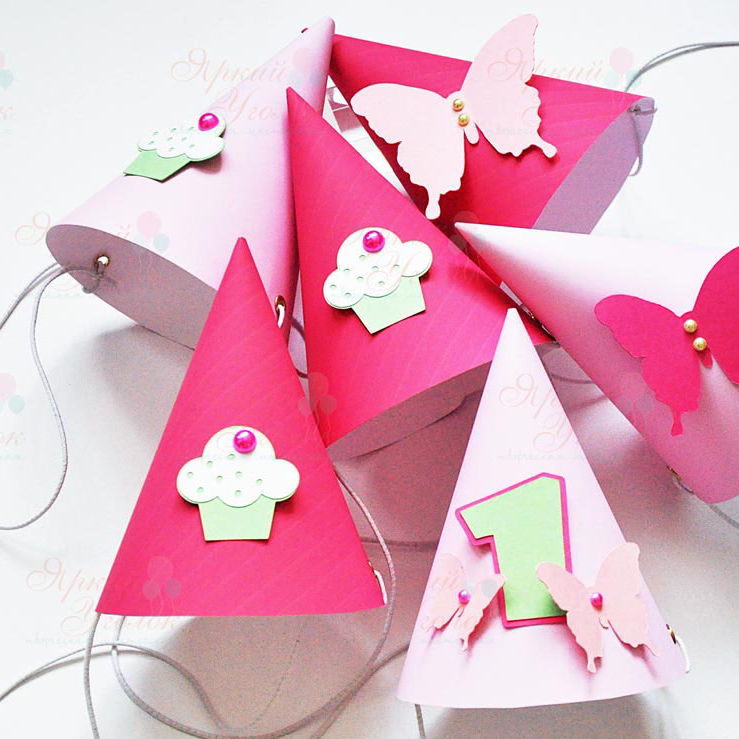 Колпачки с бабочками и кексиками