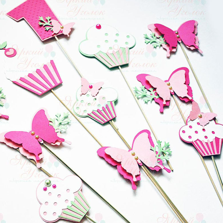 Топперы бабочки, кексики
