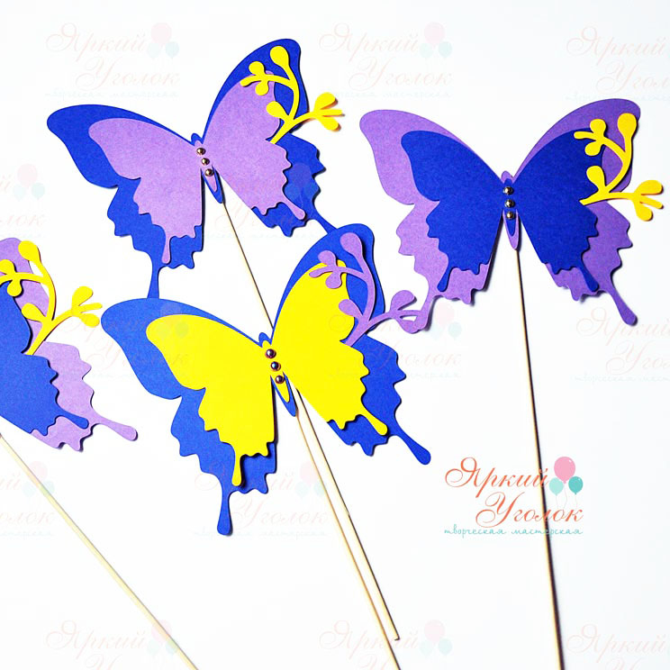Топперы бабочки сине-фиолетовые