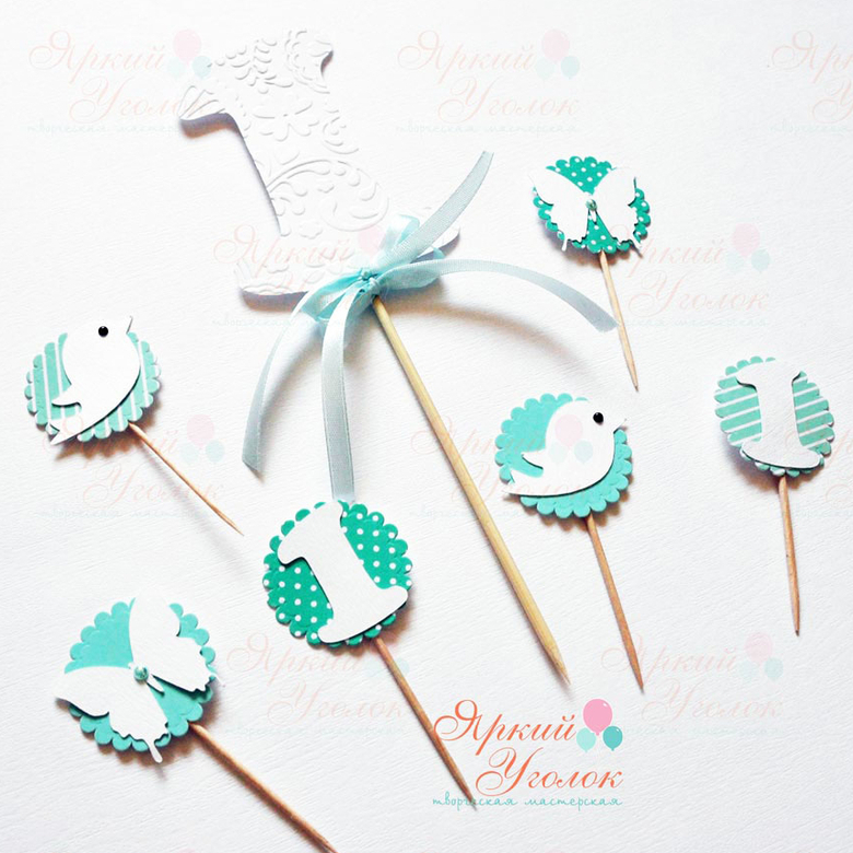 Мини топперы многослойные бабочки и птички