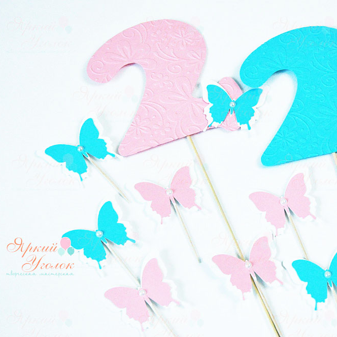 Мини топперы бабочки двойные