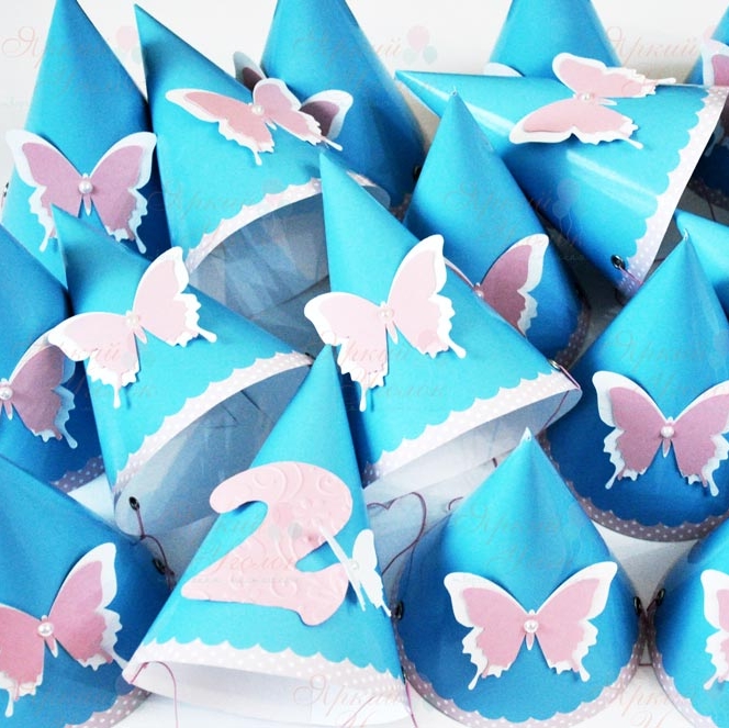 Колпачки с бабочками бирюза