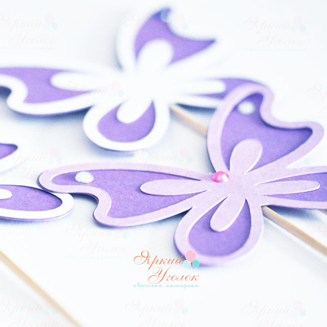 Топперы бабочки фиолетовые