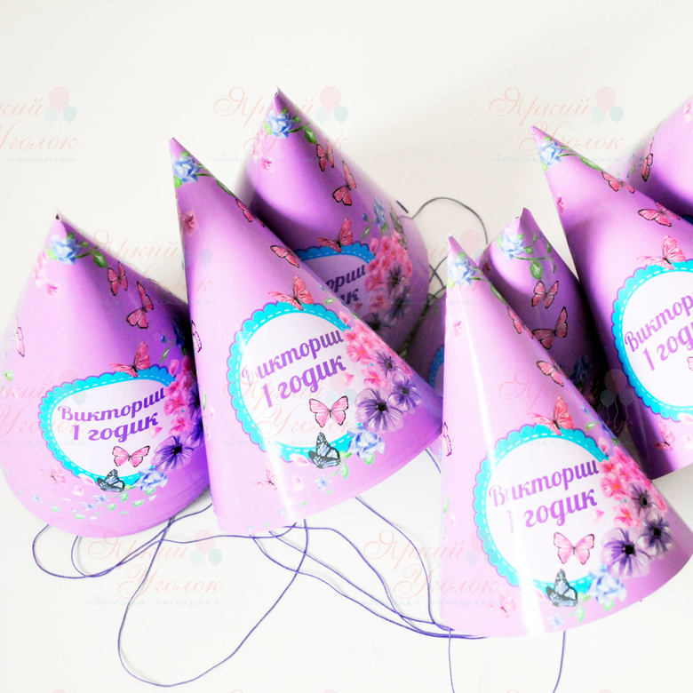 Колпачки с акварельными бабочками и цветочками