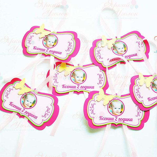 Табличка многослойная с декором и ленточкой