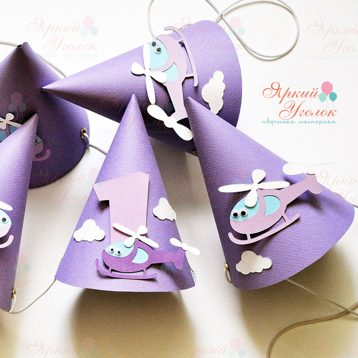 Колпачки фиолетовые с вертолетиками