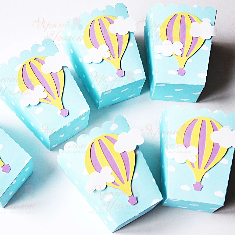 Стаканчики для сладостей или попкорна с объемным декором воздушные шары