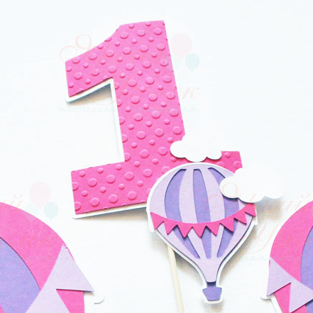 Цифра со сложным декором "Малиновый воздушный шар"