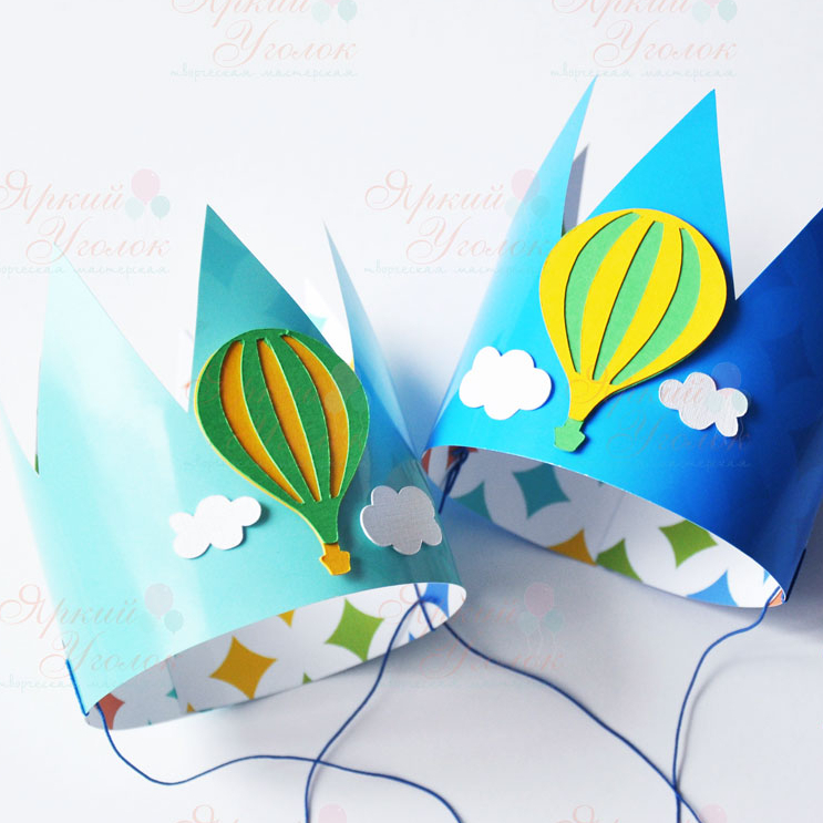 Корона с объемным декором "Воздушный шар" и (или с цифрой)