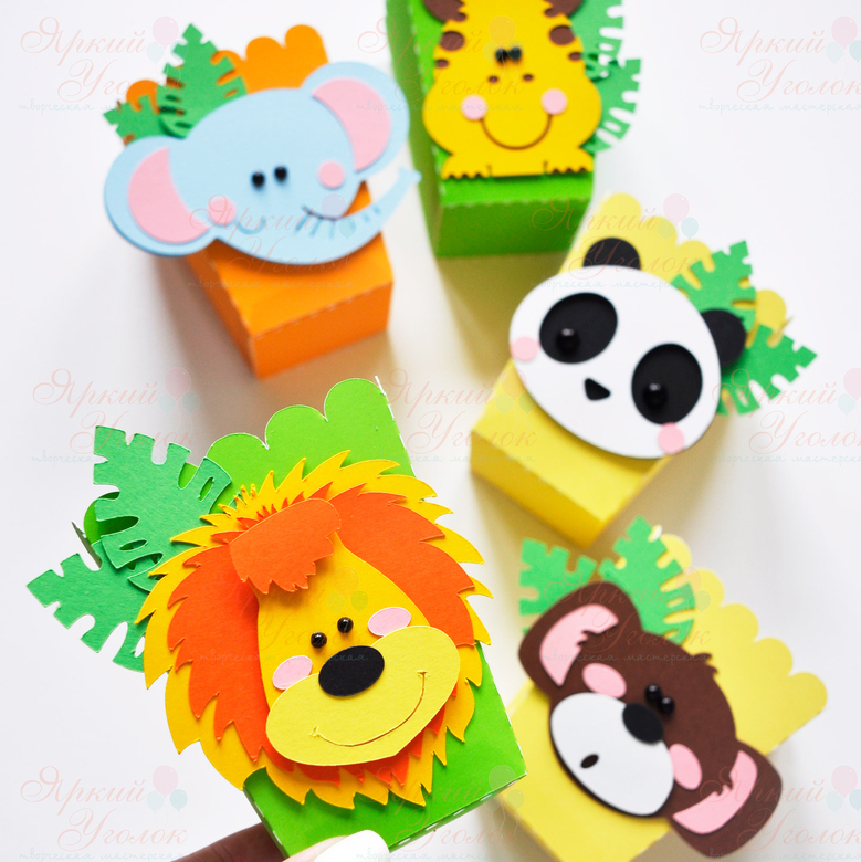 Стаканчики для сладостей или попкорна со сложным объемным декором животные