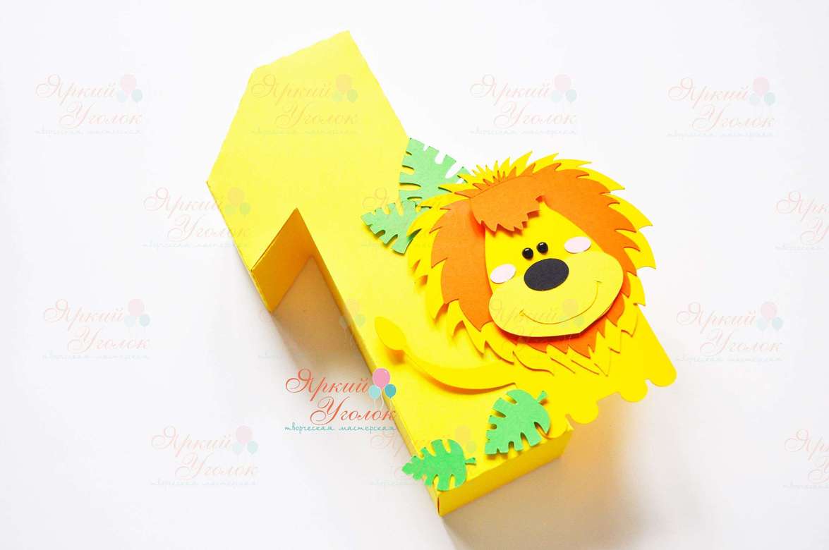 Объемная цифра с декором животное