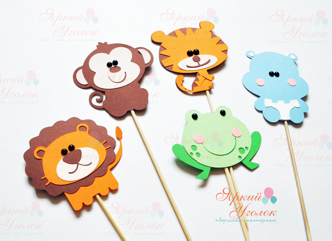 Топперы  "Животные" в ассортименте из отдельных элементов