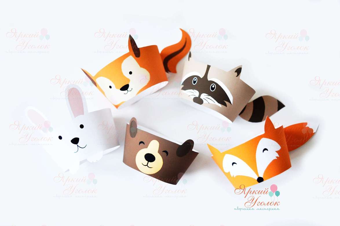 Юбочки для капкейков в форме лесных животных