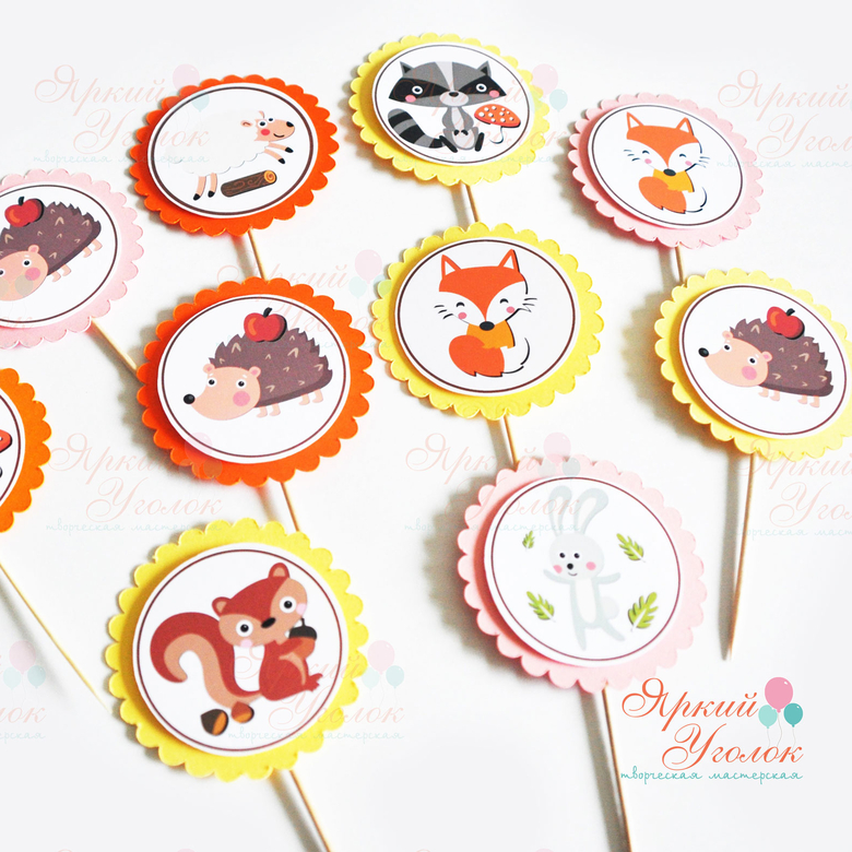 Мини топперы многослойные Лесные животные