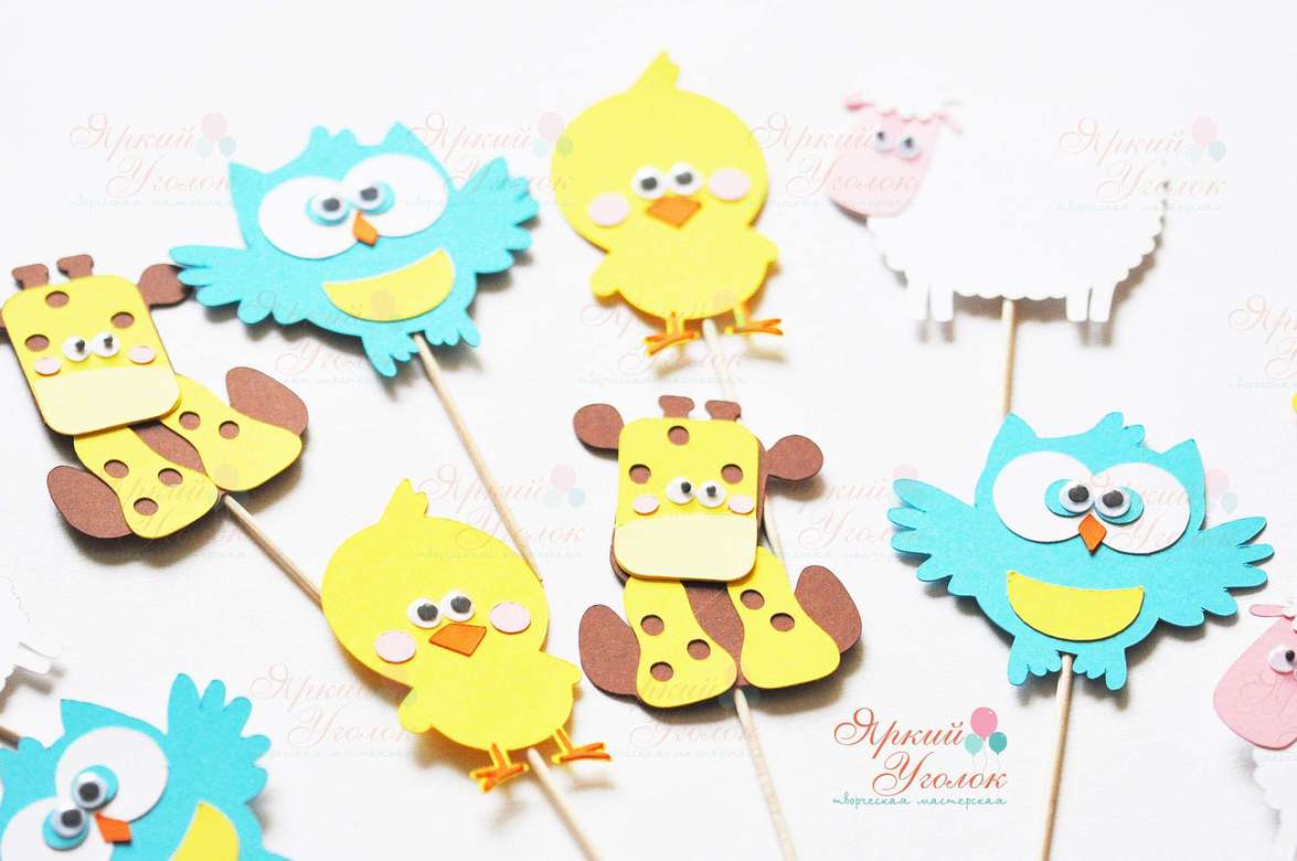 Топперы  "Животные" в ассортименте из отдельных элементов