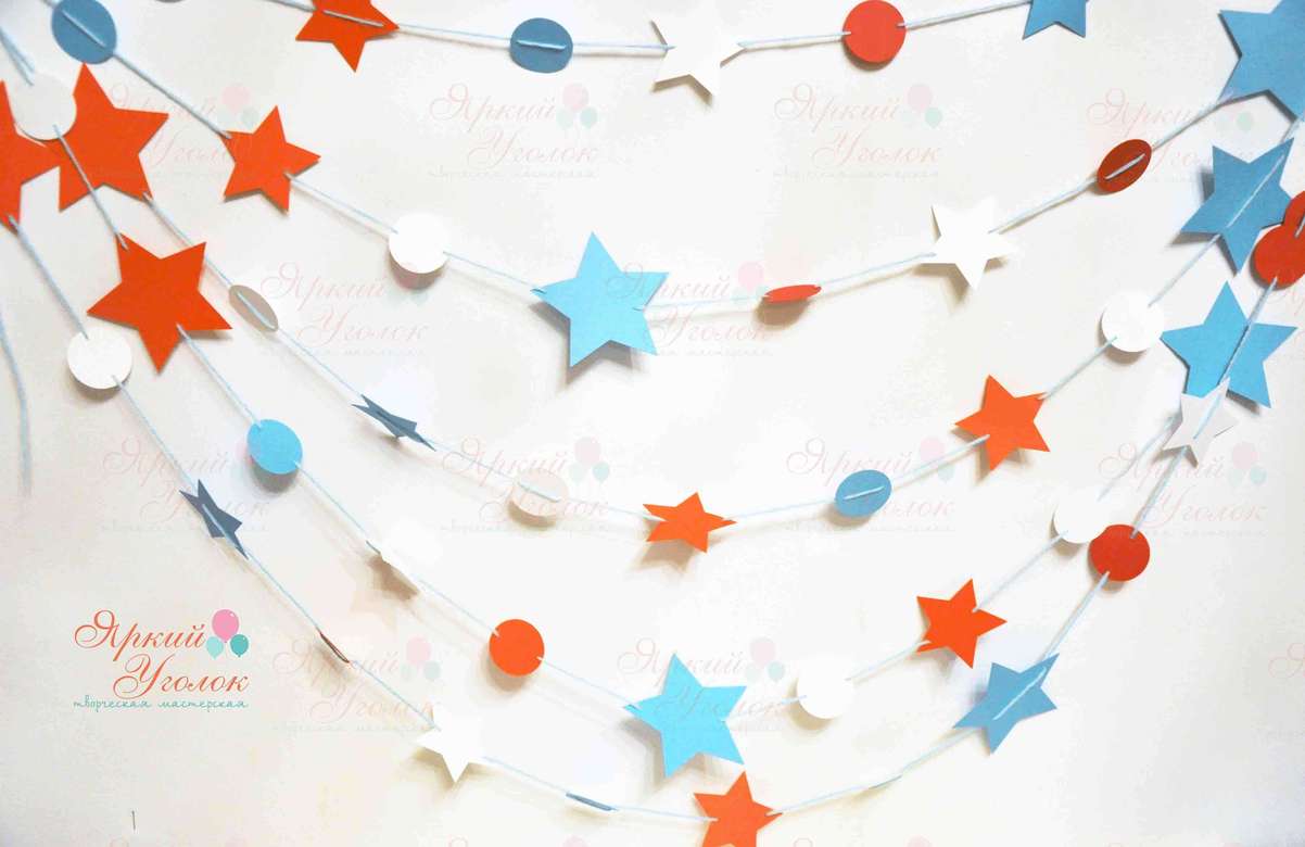 Гирлянда звезды и кружки на нитке