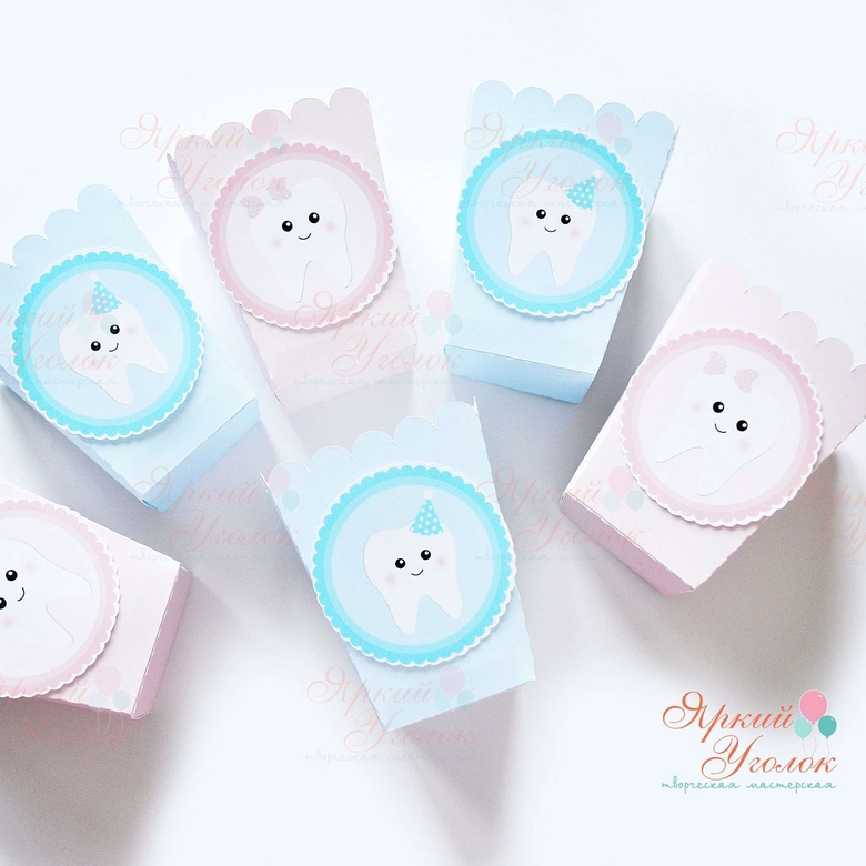 Стаканчики для сладостей или попкорна с напечатанным декором Зубик