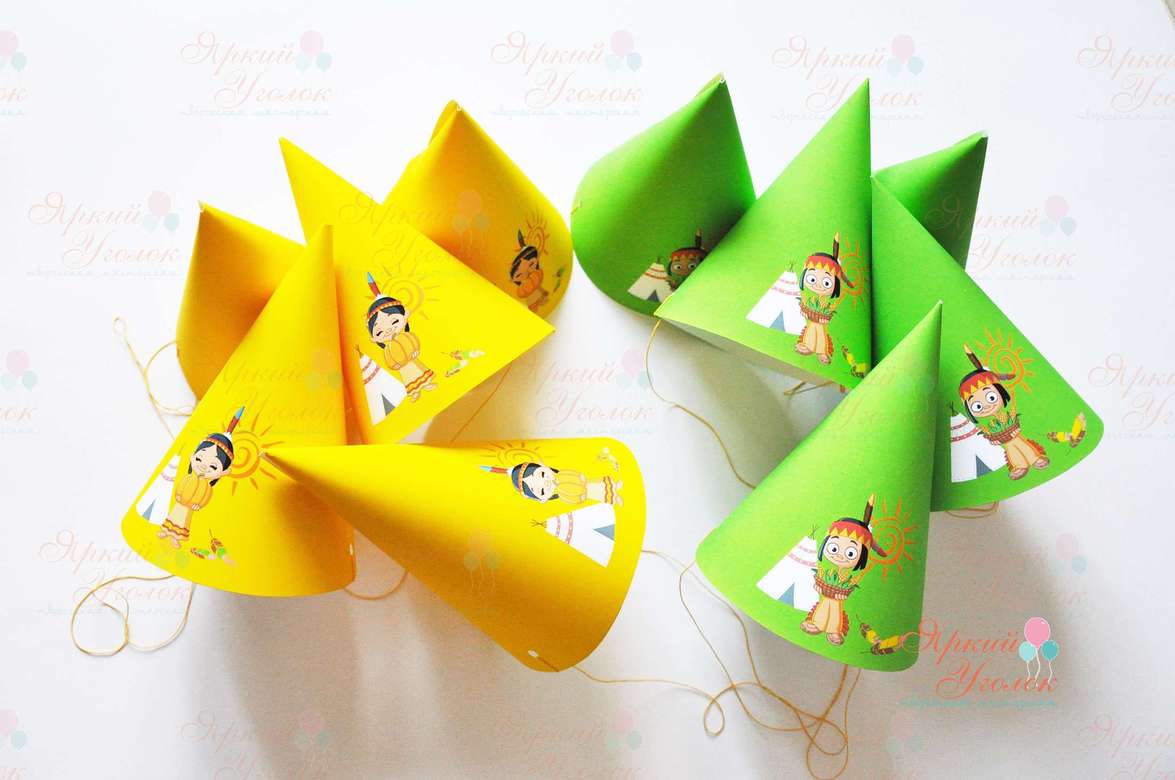 Колпачки с напечатанным рисунком "Индейцы"