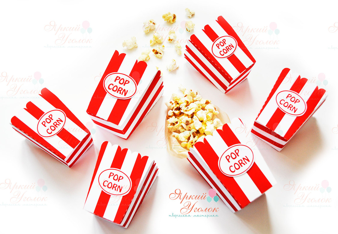 Стаканчики для сладостей или попкорна с напечатанным декором "Кино"