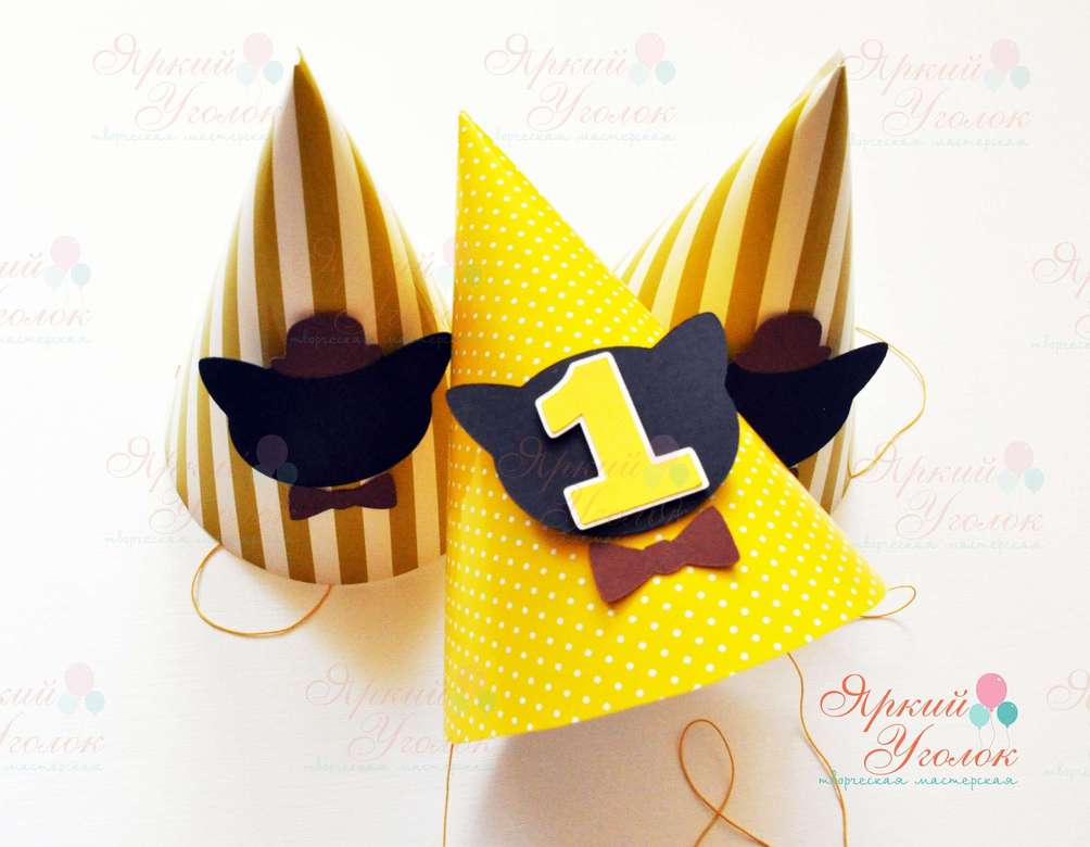 Колпачки с объемным декором "Котики силуеты"