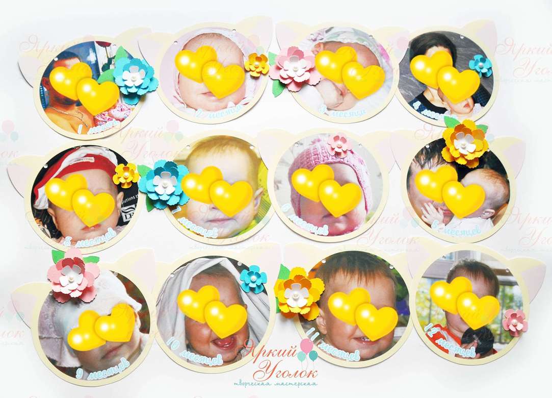 Фотогирлянда "Котята с объемными цветами"