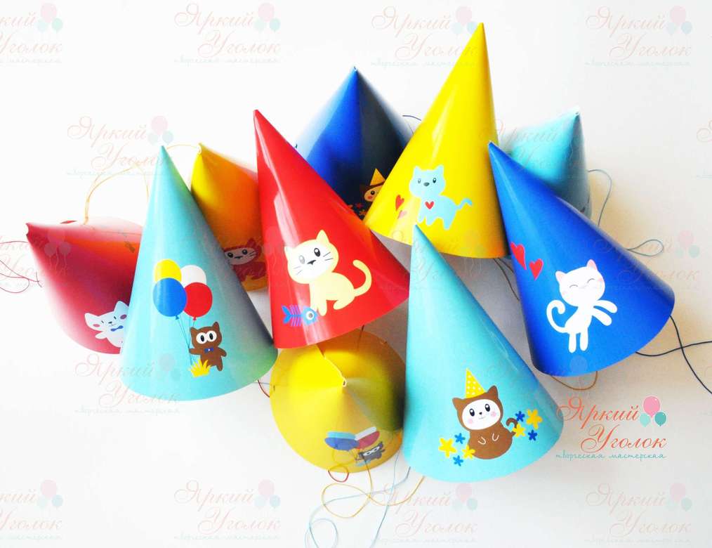 Колпачки яркие с напечатанным рисунком "Котики"