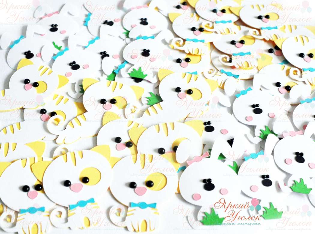 Топперы  "Котики и зайки" из отдельных элементов