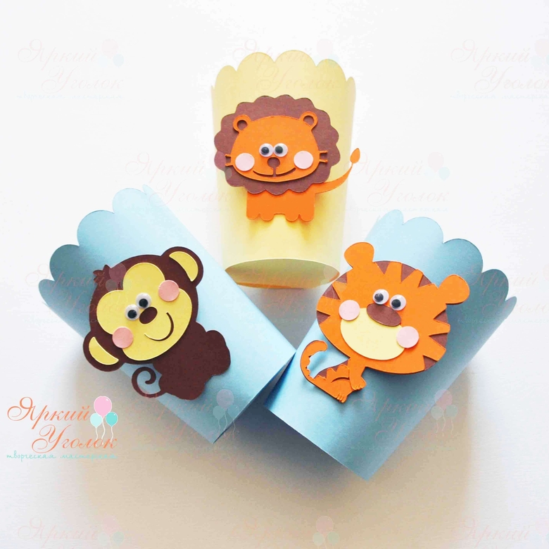 Стаканчики с объемным декором "Животные"