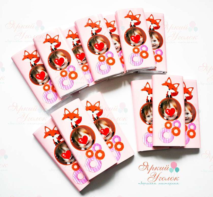 Обертки с фотографией и лисичками на шоколад, 60 гр