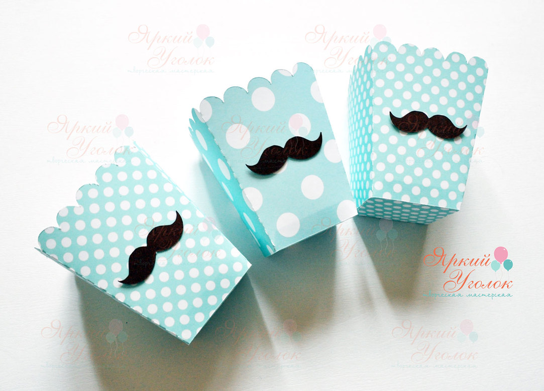 Стаканчики для сладостей или попкорна с объемным декором "Маленький джентельмен"