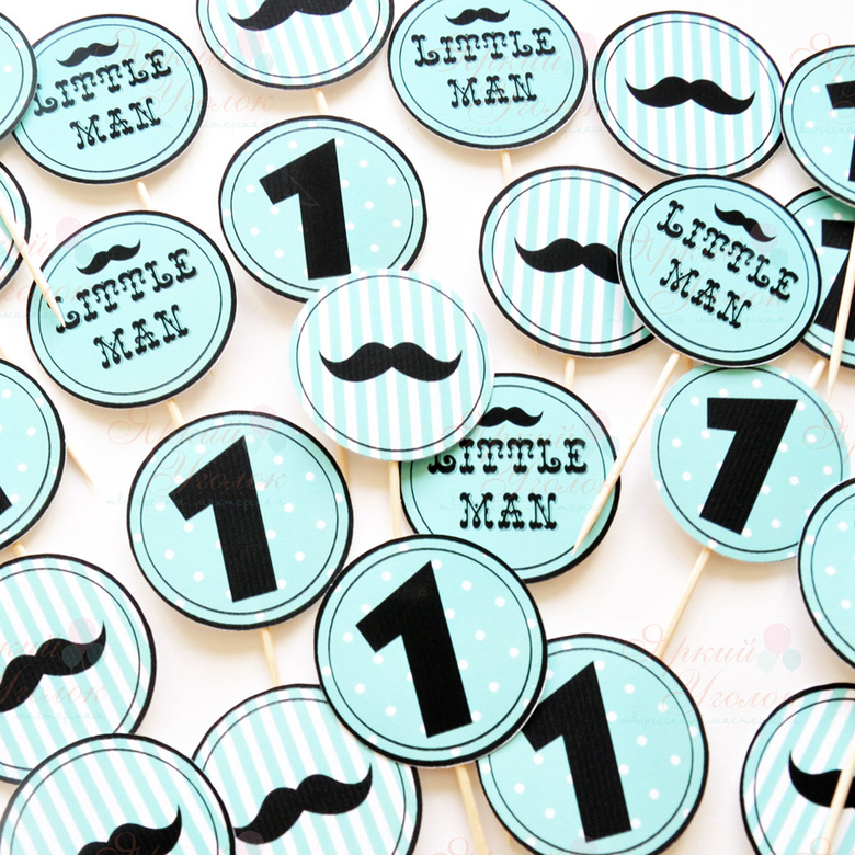 Топперы напечатанные голубые "Маленький джентельмен"