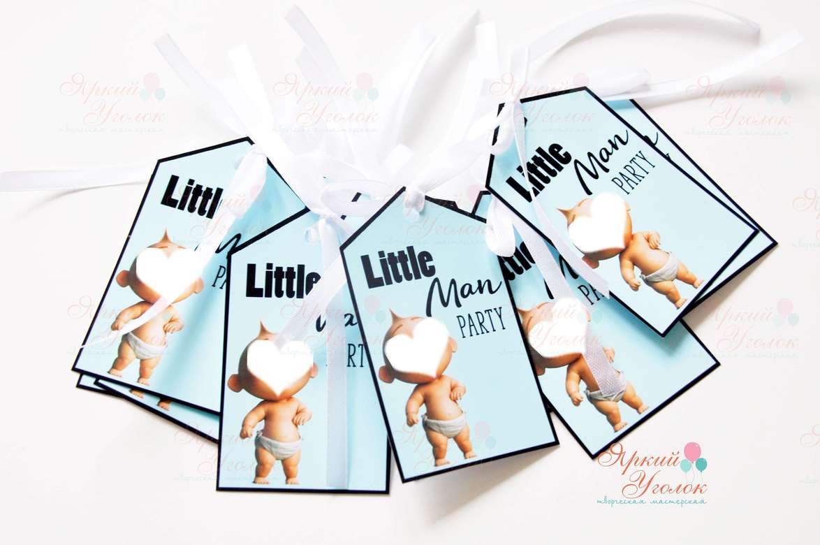 Бирки c ленточкой "Маленький джентельмен"