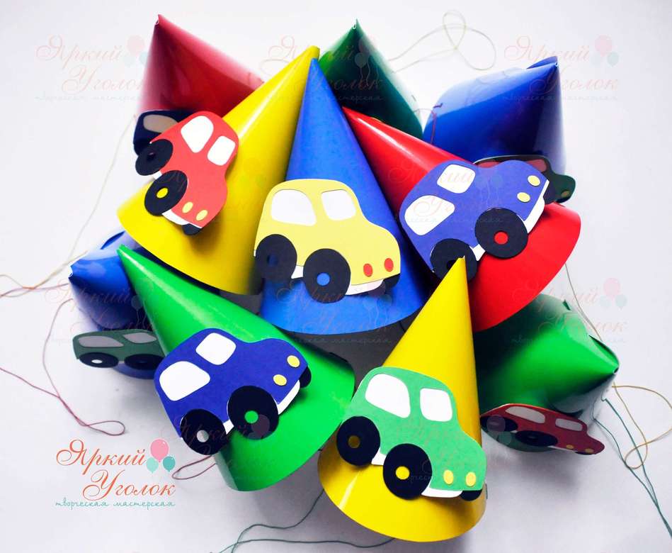 Колпачки яркие с объемным декором "Машинки"