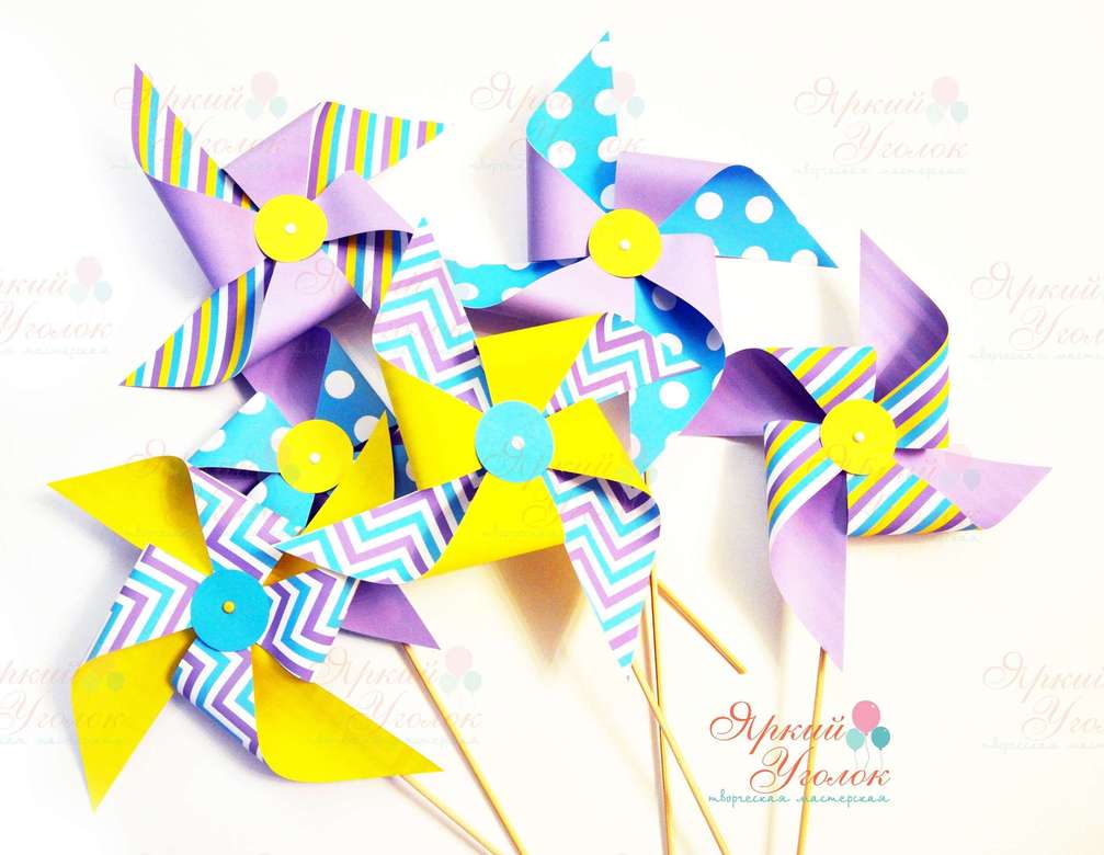 Декоративные вертушки цветные