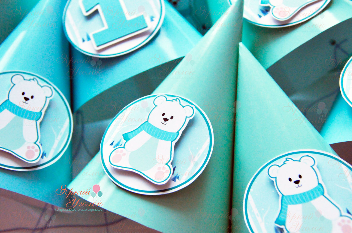 Колпачки с объемным декором "Белый мишка"