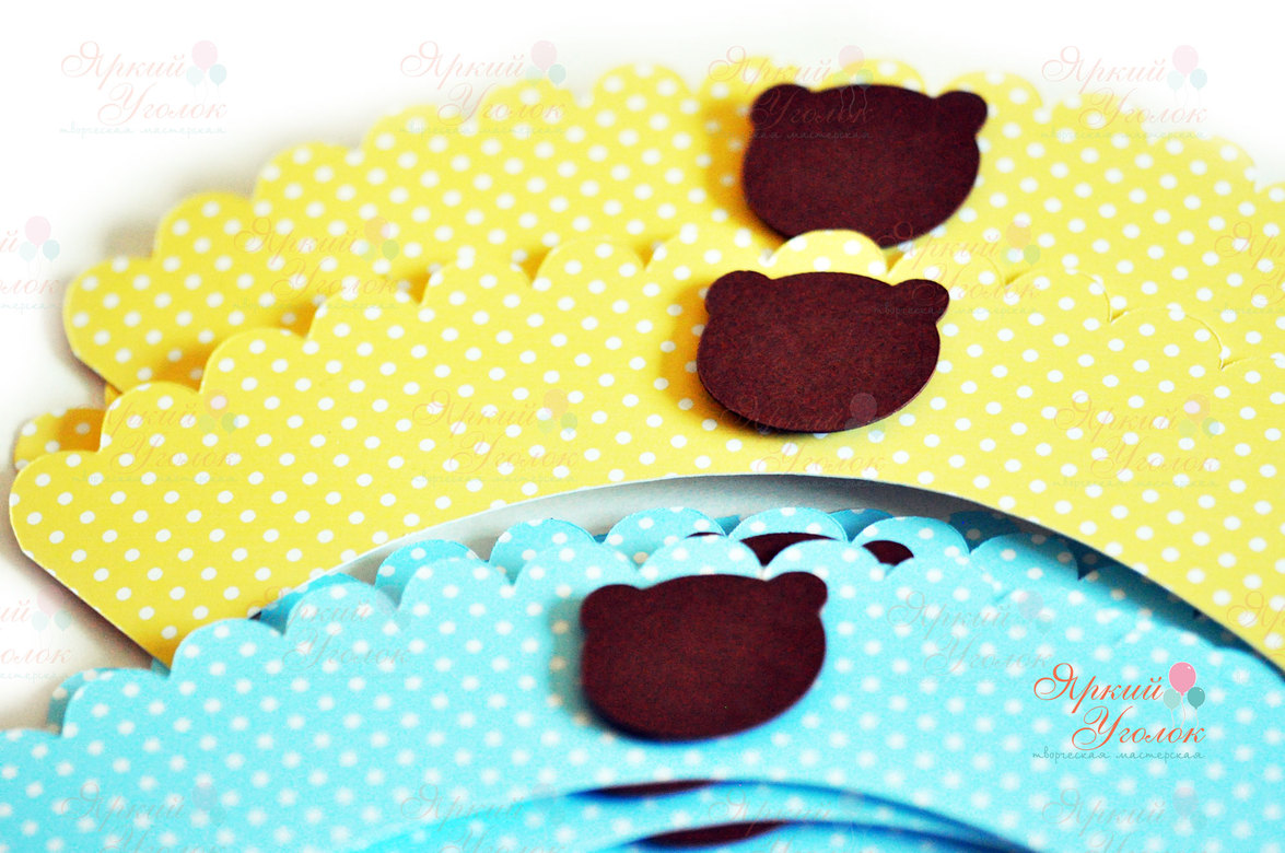 Юбочки для капкейков с декором "Мишки"