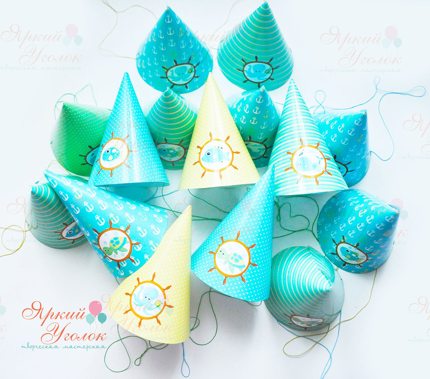 Колпачки с напечатанными картинками "Морские"