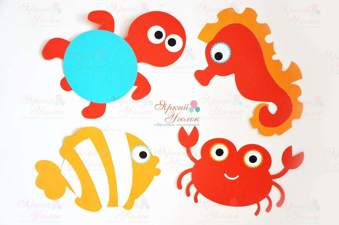 Картинки яркие морские для декора из отдельных элементов