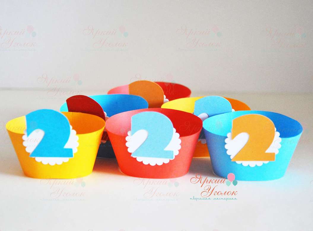 Юбочки для капкейков с объемным декором "Цифры"