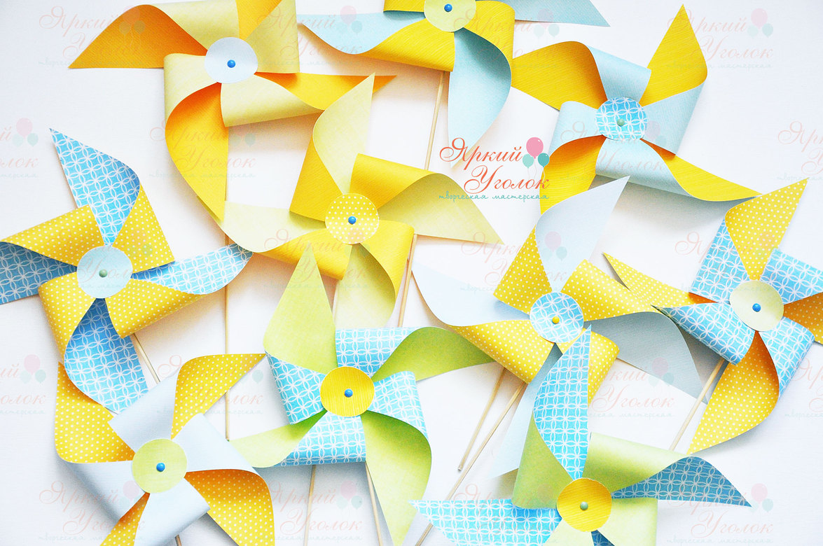 Декоративные вертушки желтые