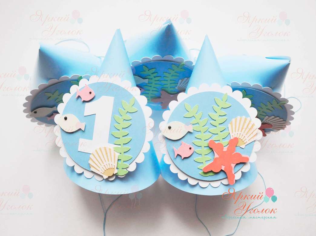 Колпачки нежные с сложным объемным декором "Морские"