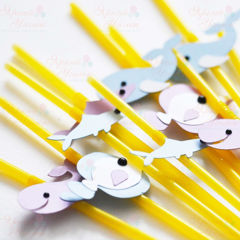 Пластиковые трубочки с декором "Морские обитатели"