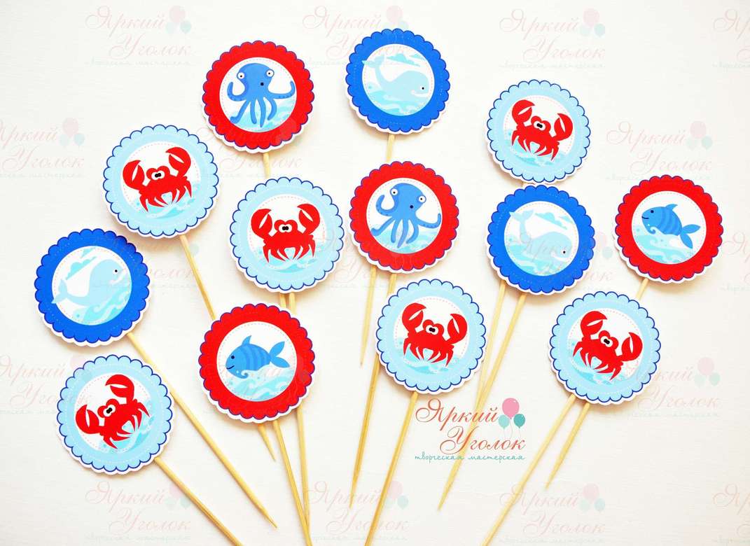 Топперы напечатанные "Морские жители"