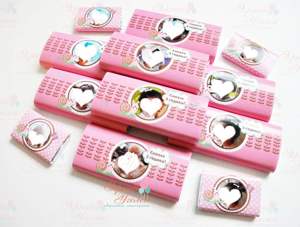 Обертки с фотографией "Улитки" на шоколад, 60 гр