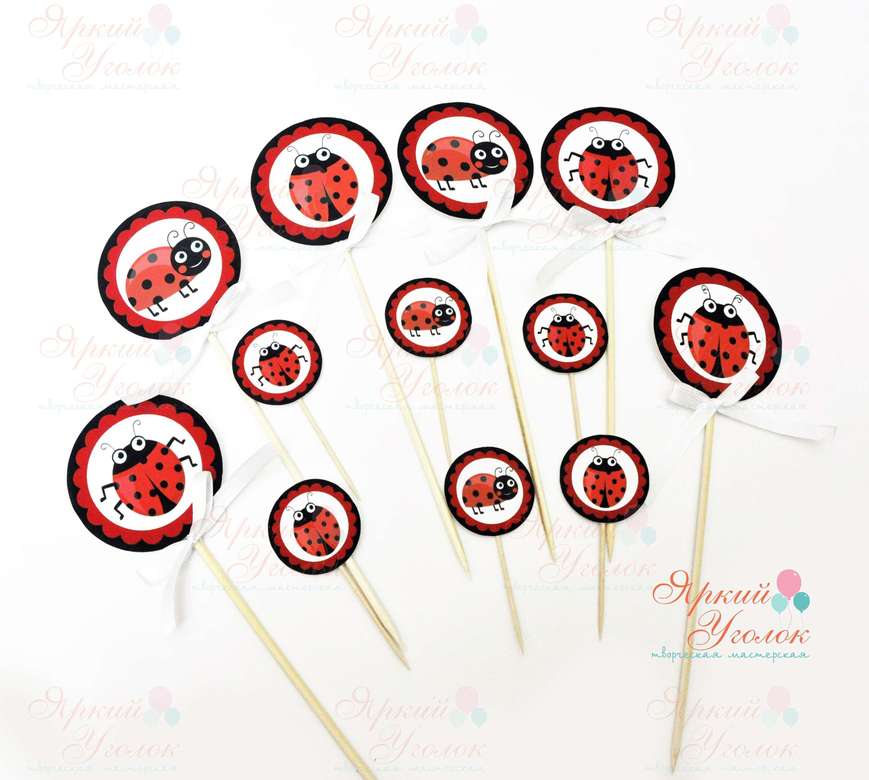 Топперы напечатанные "Божьи коровки"