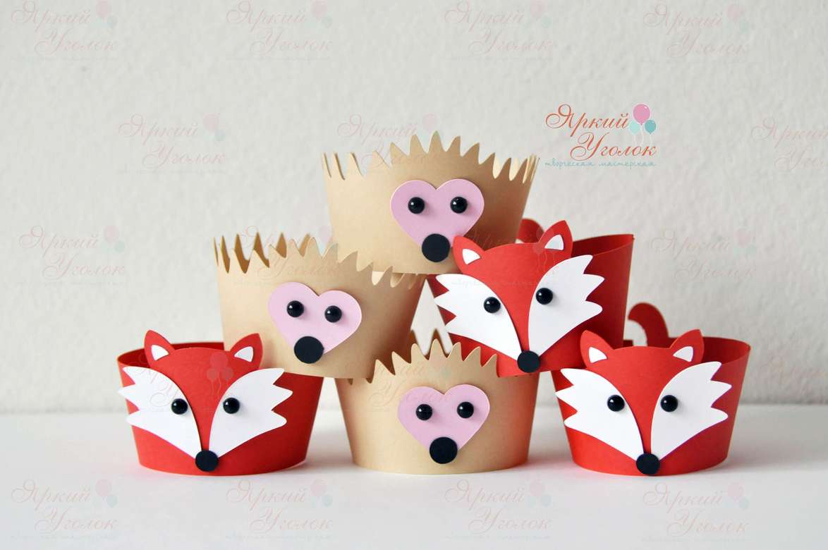 Юбочки для капкейков в форме лесных животных