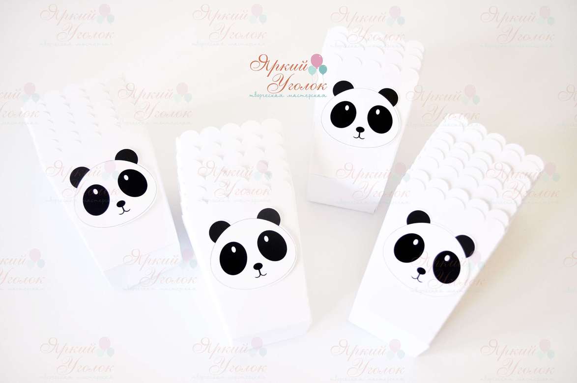 Стаканчики для сладостей или попкорна с напечатанным декором "Панды"